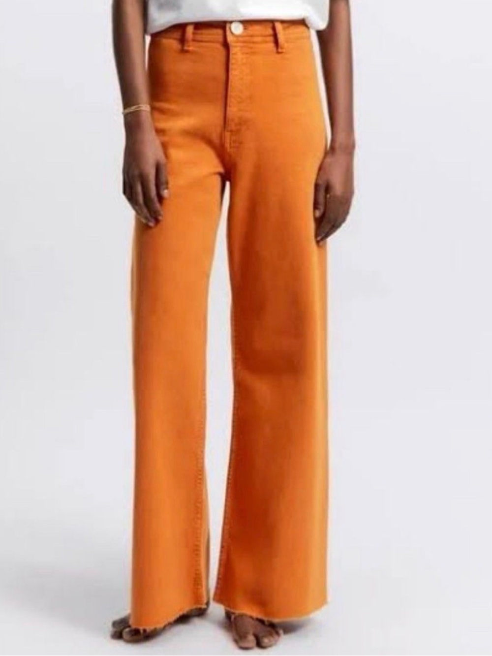 Zara Wide-Leg High Rise Jeans in Orange
